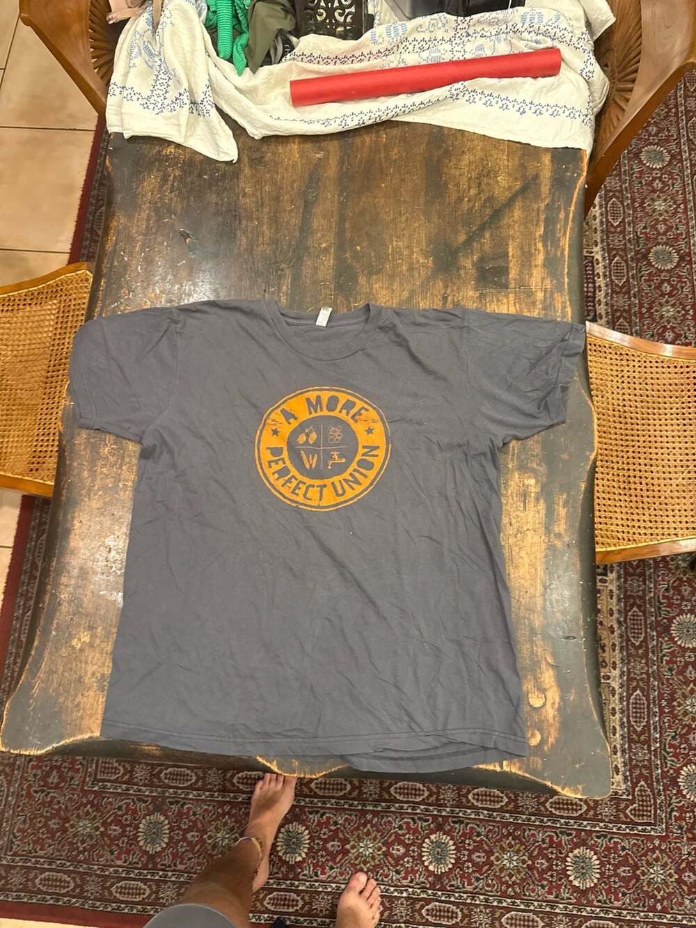 American Apparel A More Perfect Union Graphic T-Shirt XL Gray